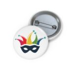 Jester Mask Mardi Gras Pin Button | Round 1.25in Badge