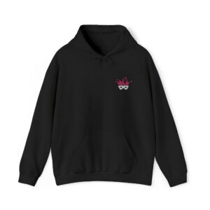 Tiny Red Crown graphic hoodie | minimalist chest emblem